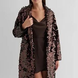 EXPRESS new with tags fabulous brown luxe sequin coat, size small